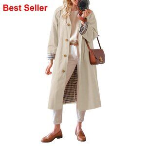 Long Trench Coat Oversized Windproof Polyester Recycled Material Women's